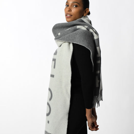 Lagos Italian Wool Oversized Scarf – luxurious and sustainable winter accessory made from premium Italian wool.