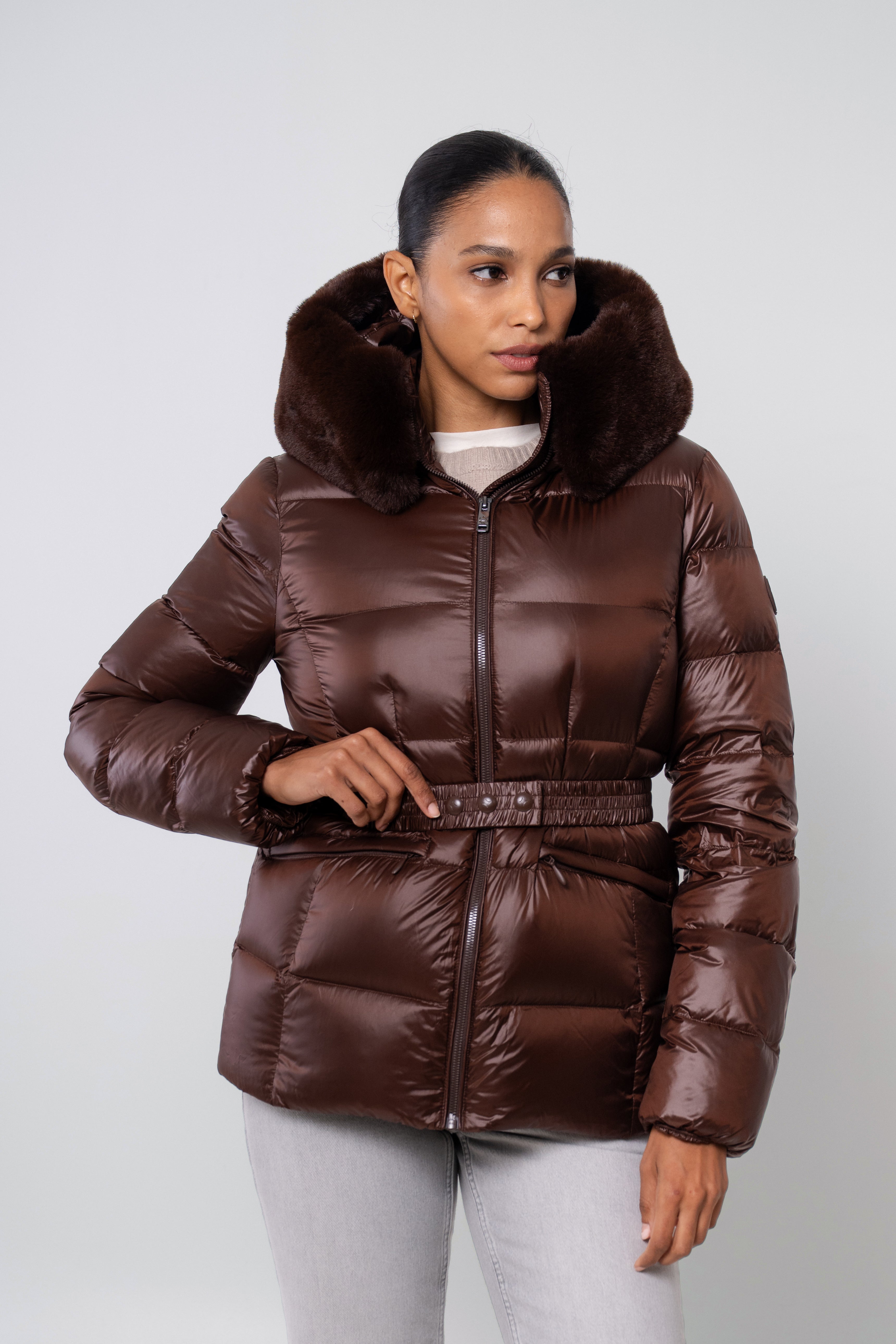 Lux Women's Cropped Parka – Sustainable Faux Fur Trimmed Jacket