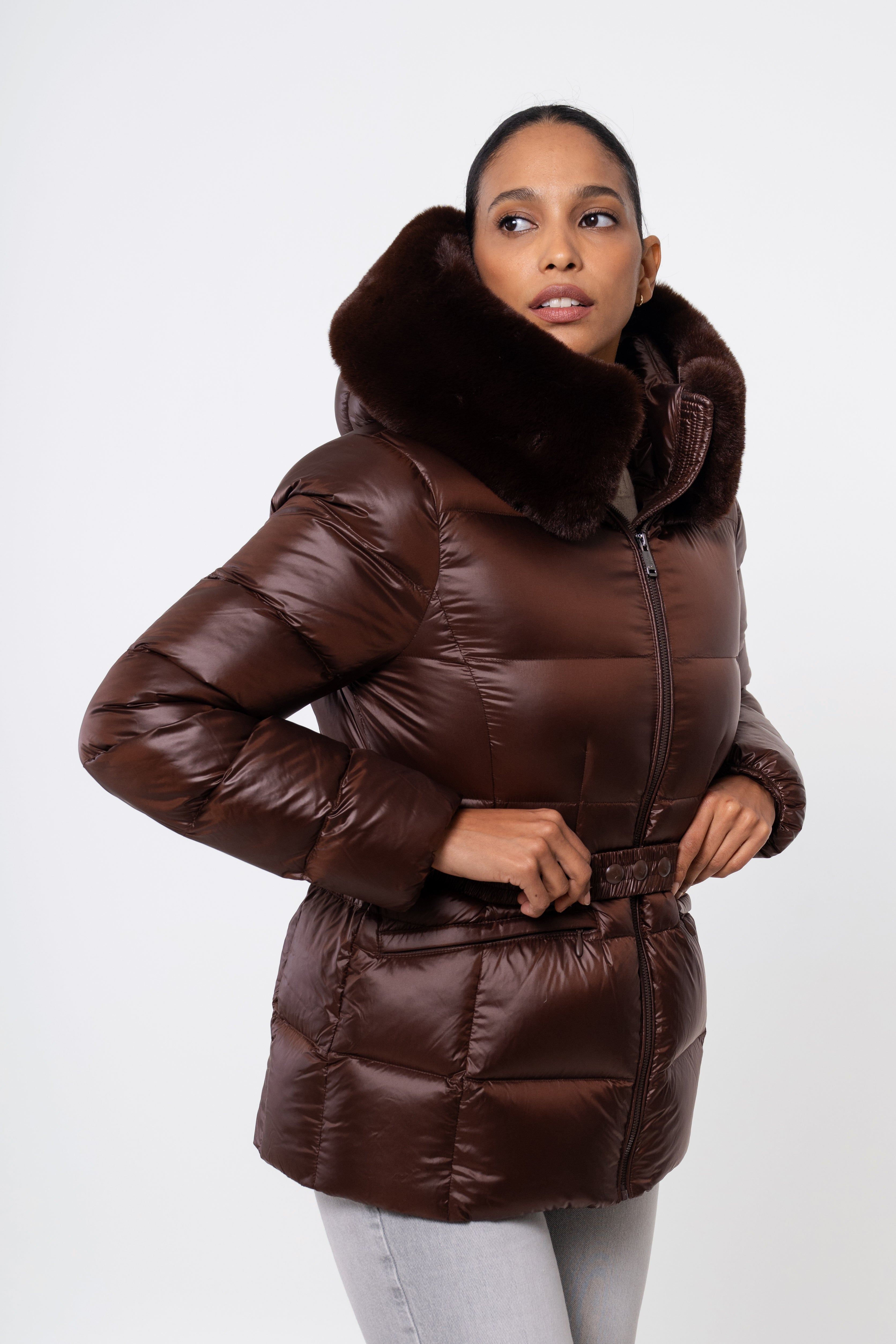 Lux Women's Cropped Parka – Sustainable Faux Fur Trimmed Jacket