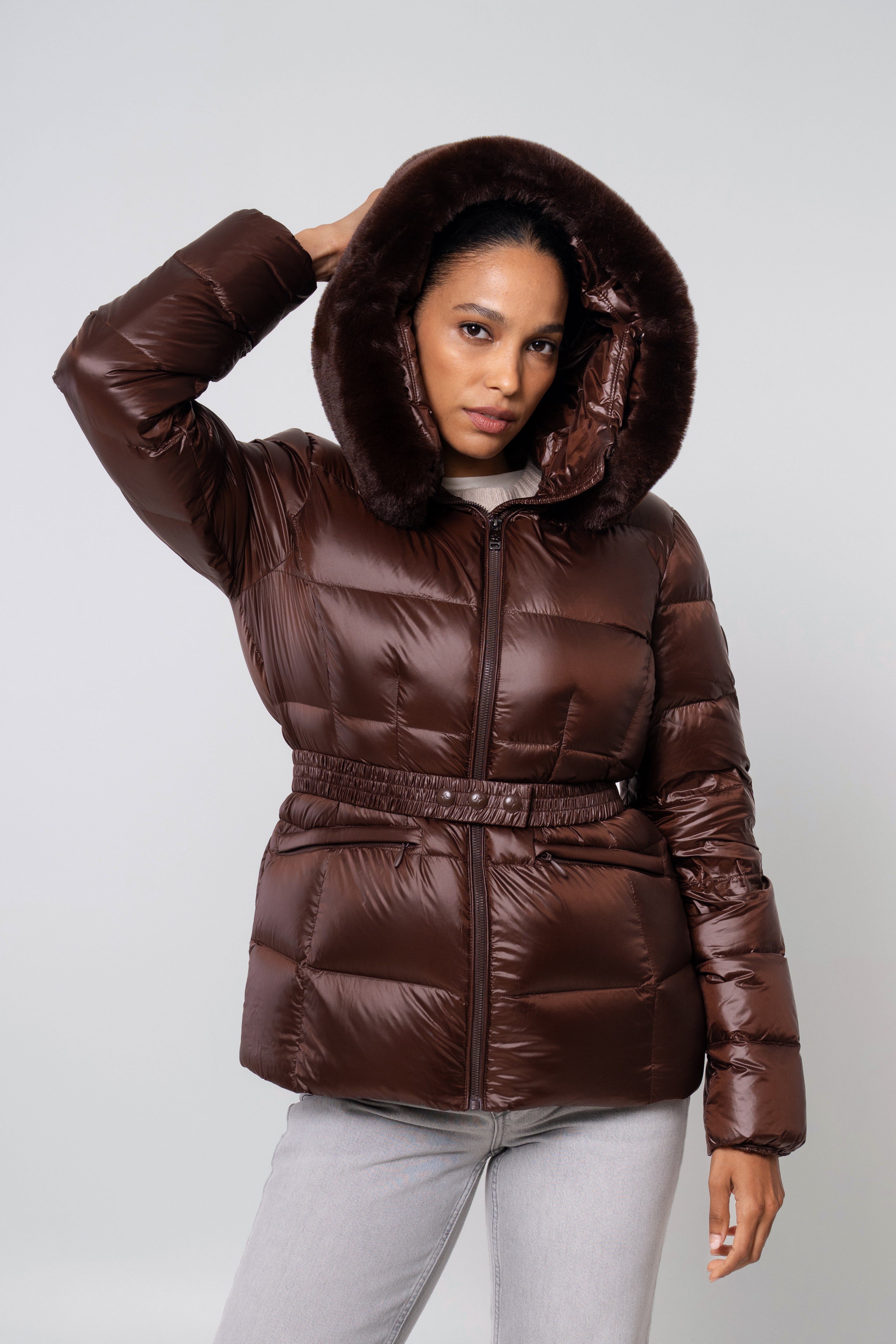 Lux Women's Cropped Parka – Sustainable Faux Fur Trimmed Jacket
