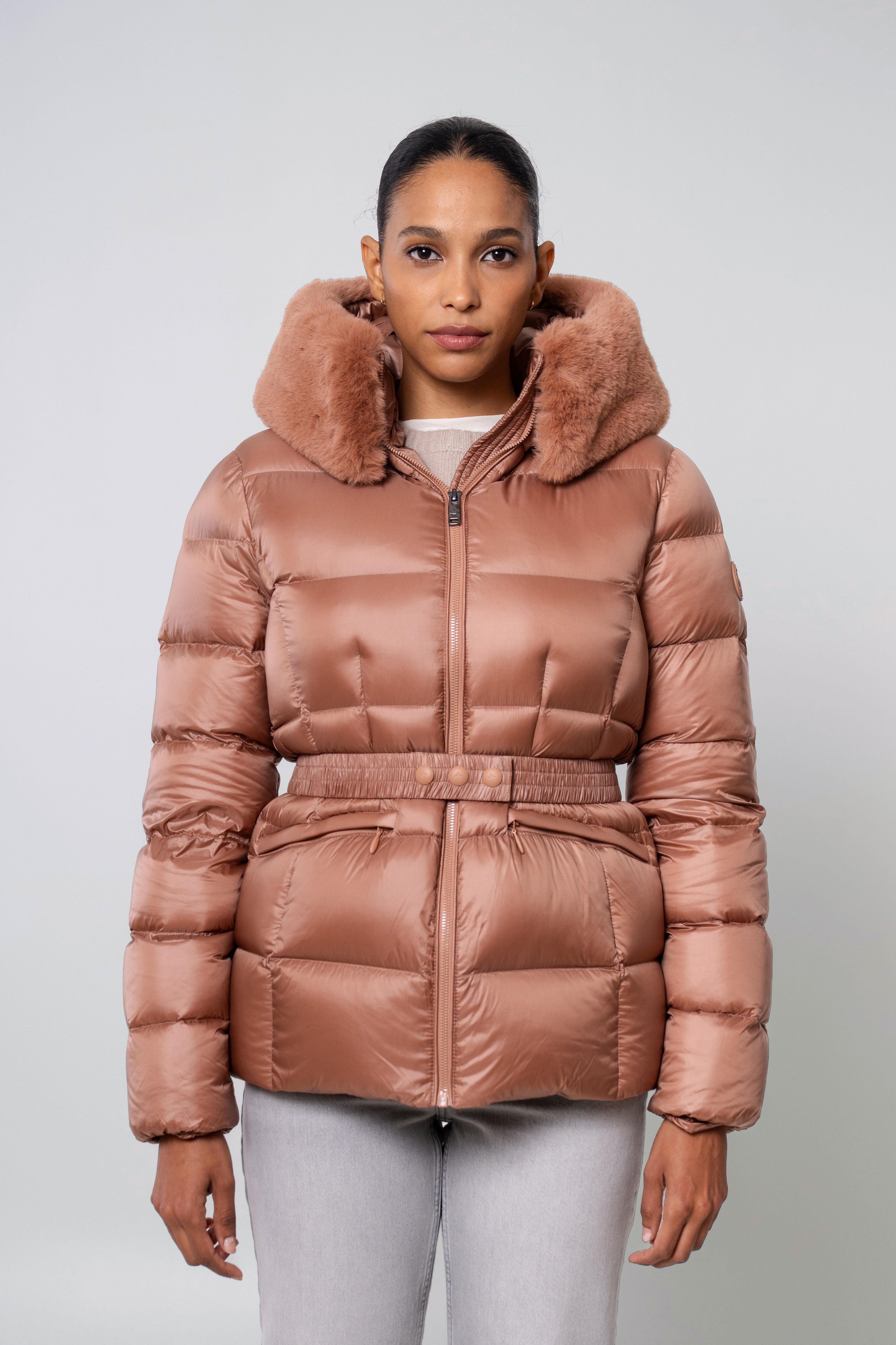Lux Women's Cropped Parka – Sustainable Faux Fur Trimmed Jacket