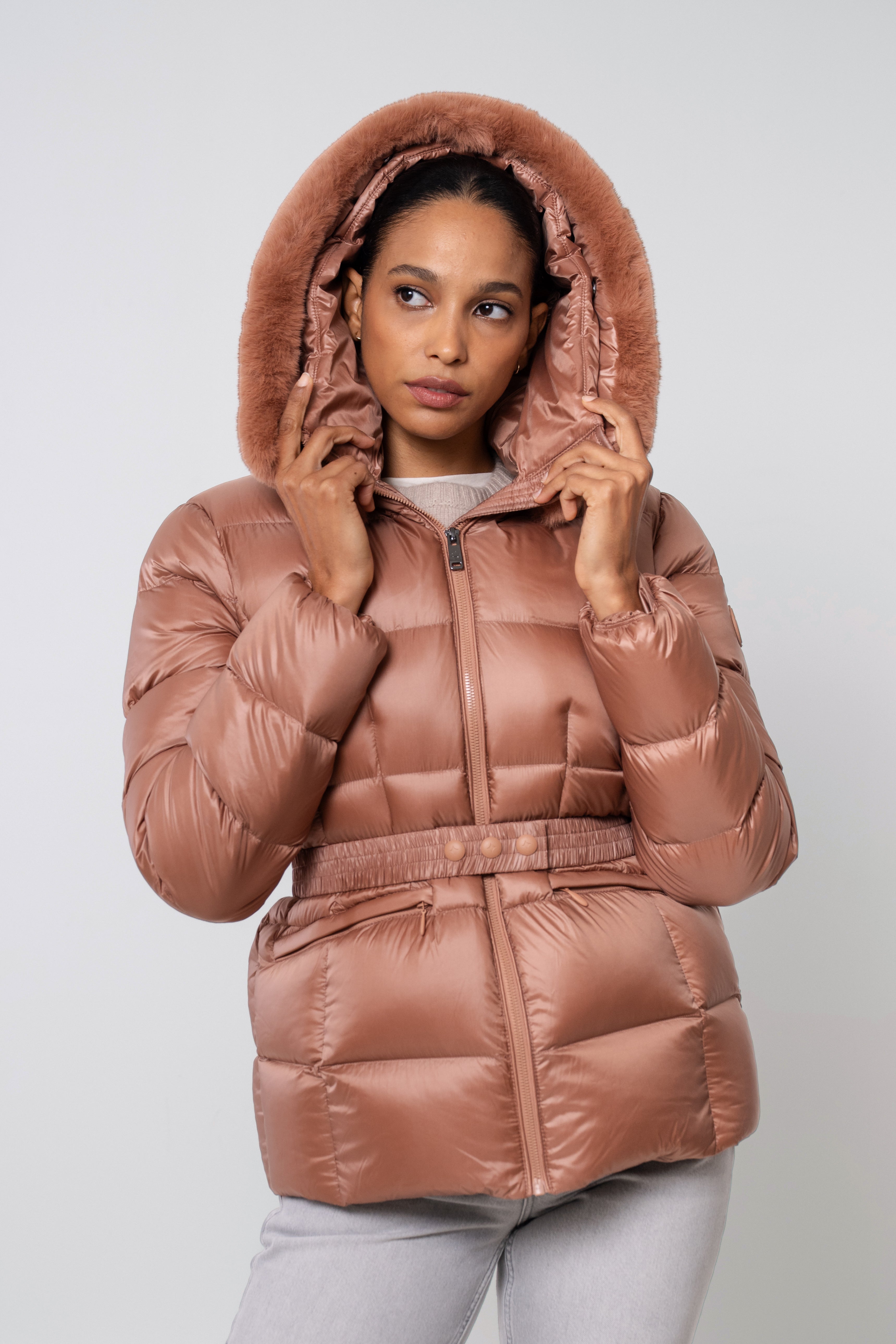 Lux Women's Cropped Parka – Sustainable Faux Fur Trimmed Jacket