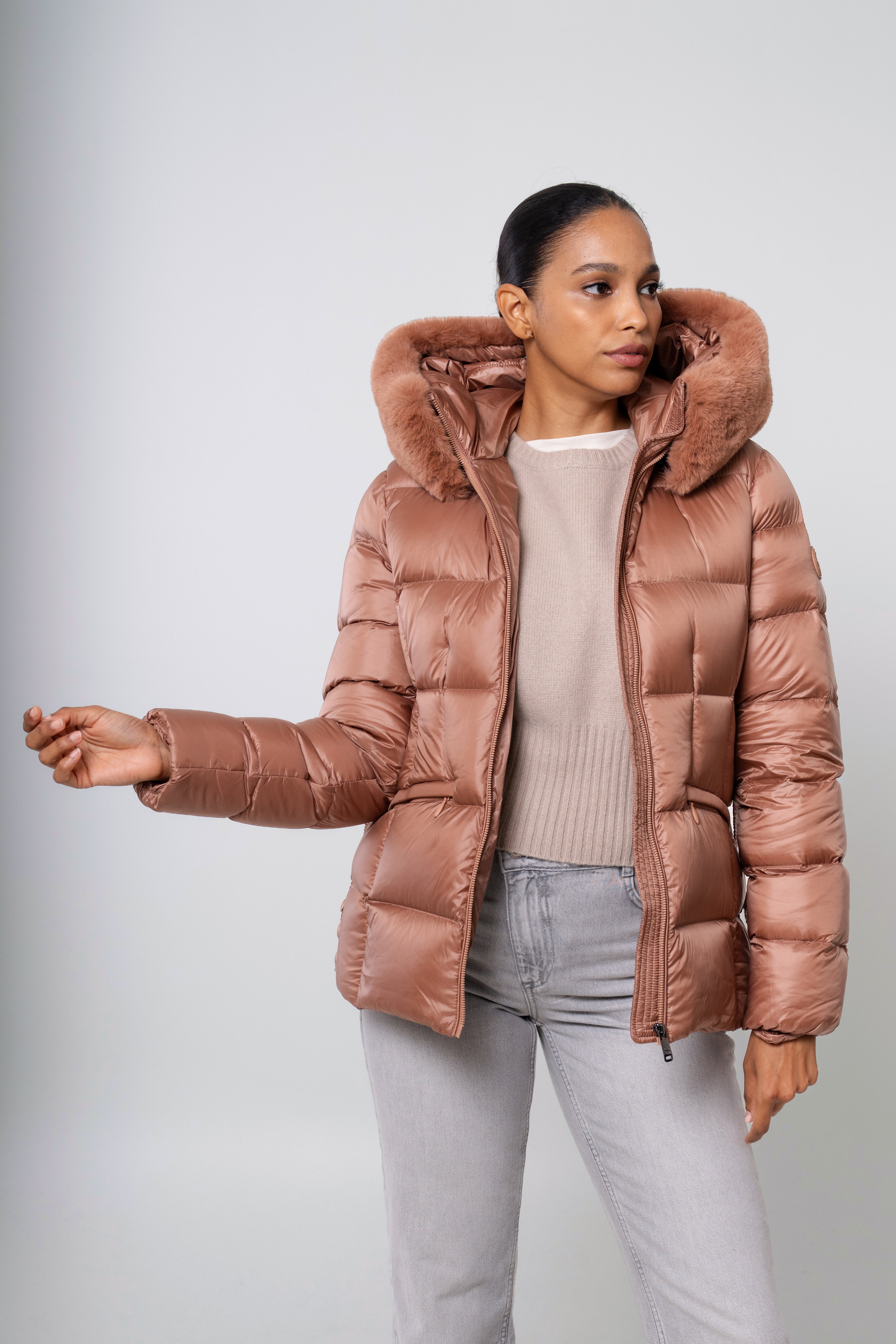 Lux Women's Cropped Parka – Sustainable Faux Fur Trimmed Jacket